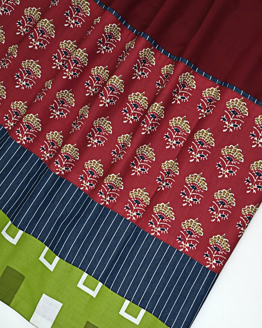 Cranberry Red Rida With Smart Batik Panel & Smart Other Panel
