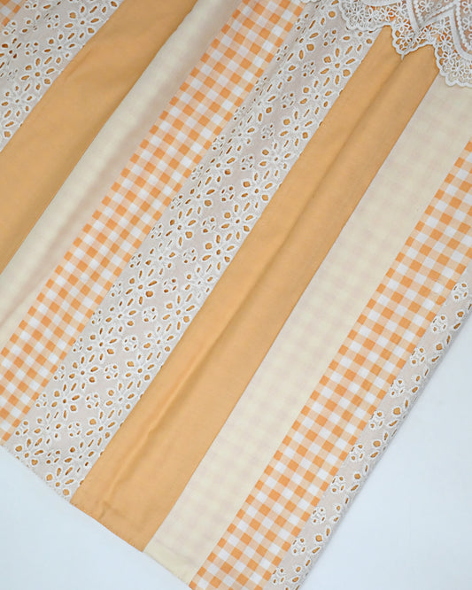 Orange White Checks Rida With Smart Lace & Smart Different Pattern