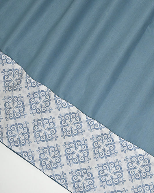 Dusty Blue Ohbat Rida With Smart Floral Grey Panel