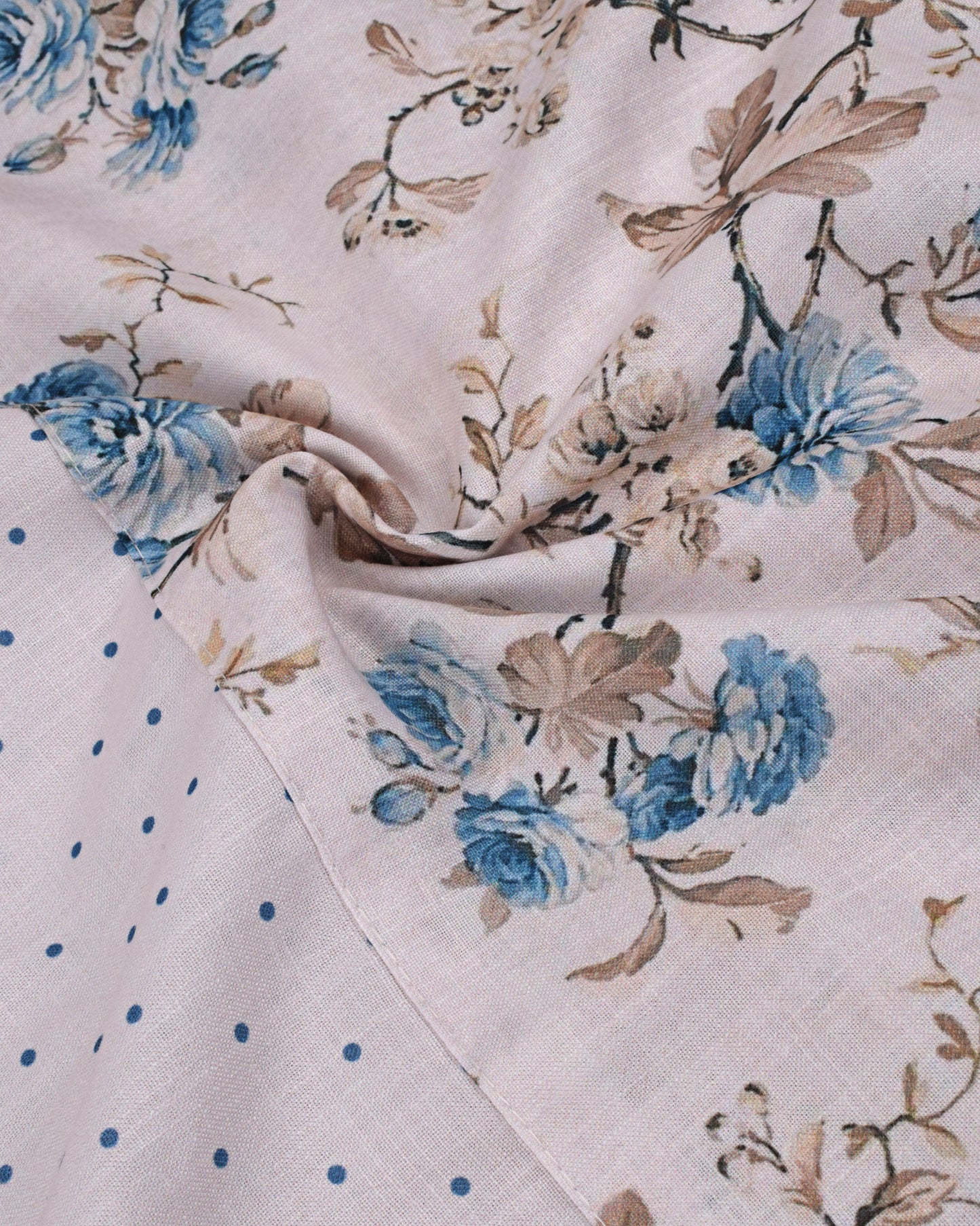 Cream Dots Rida With Floral Panel & Pattern