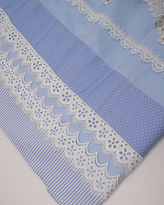 Sky Blue Rida With Smart Lining Dots Panel & Smart Lace