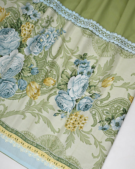 Olive Green Rida With Smart Imported Floral Design Panel & Smart Lacing