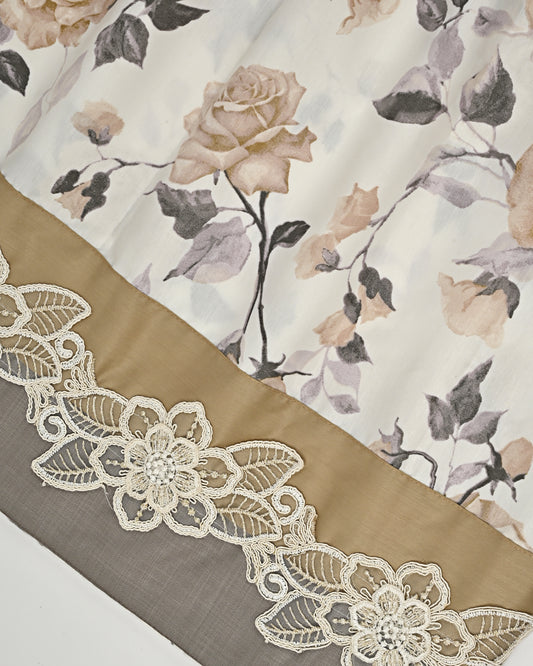 Imported Floral Print Rida With Smart Panel Lace & Mix Match Pardi