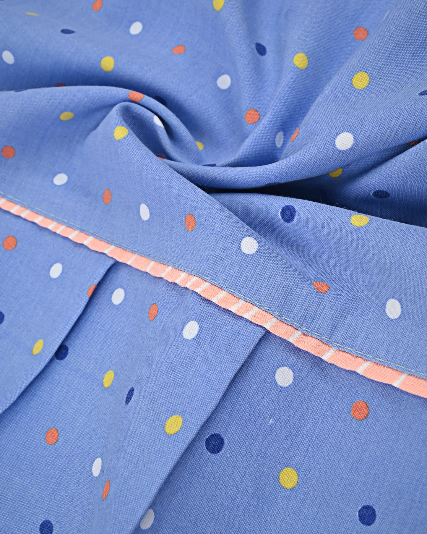 Sky Blue Multi Dots Print Skirt Style Rida With Pipin & Smart Lace