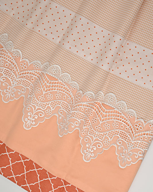 Imported Mini Checks Rida With Smart Plain Panel & Smart Lace