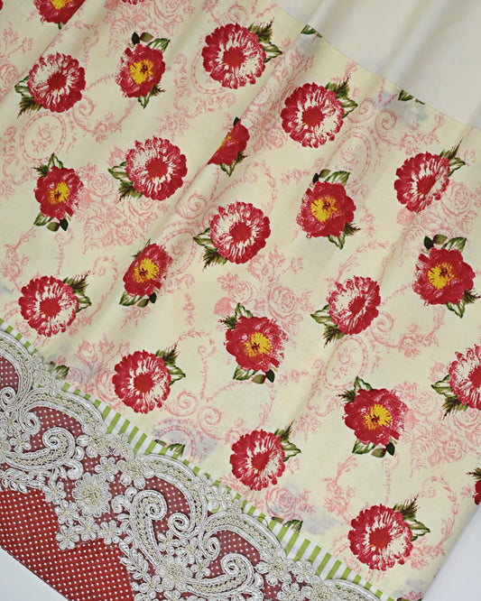 Ivory Rida With Smart Floral Panel & Floral Lacing