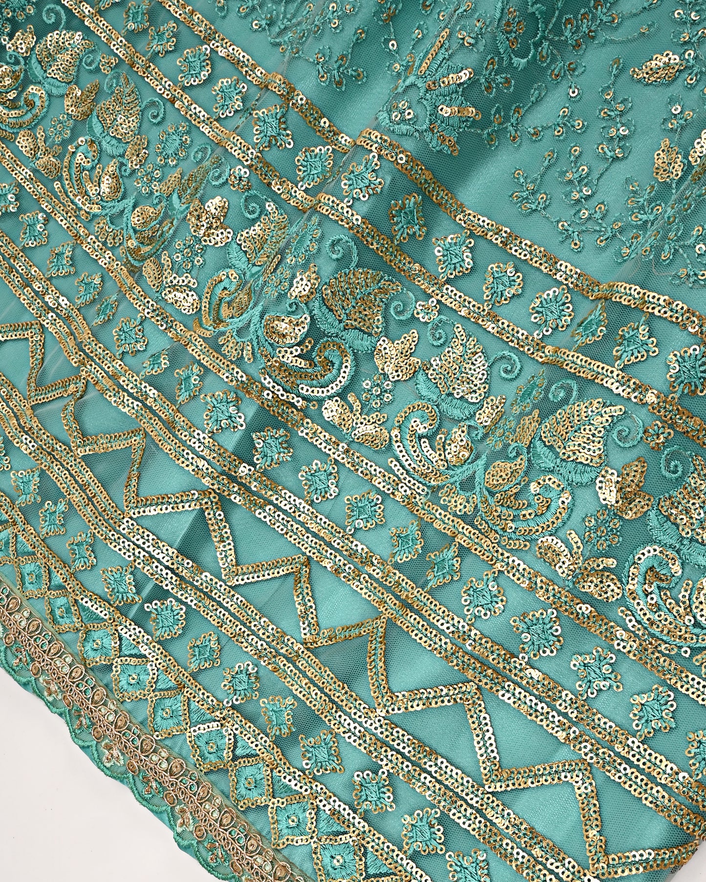 PeacockGreen Net Wrape And light yellow Jodi