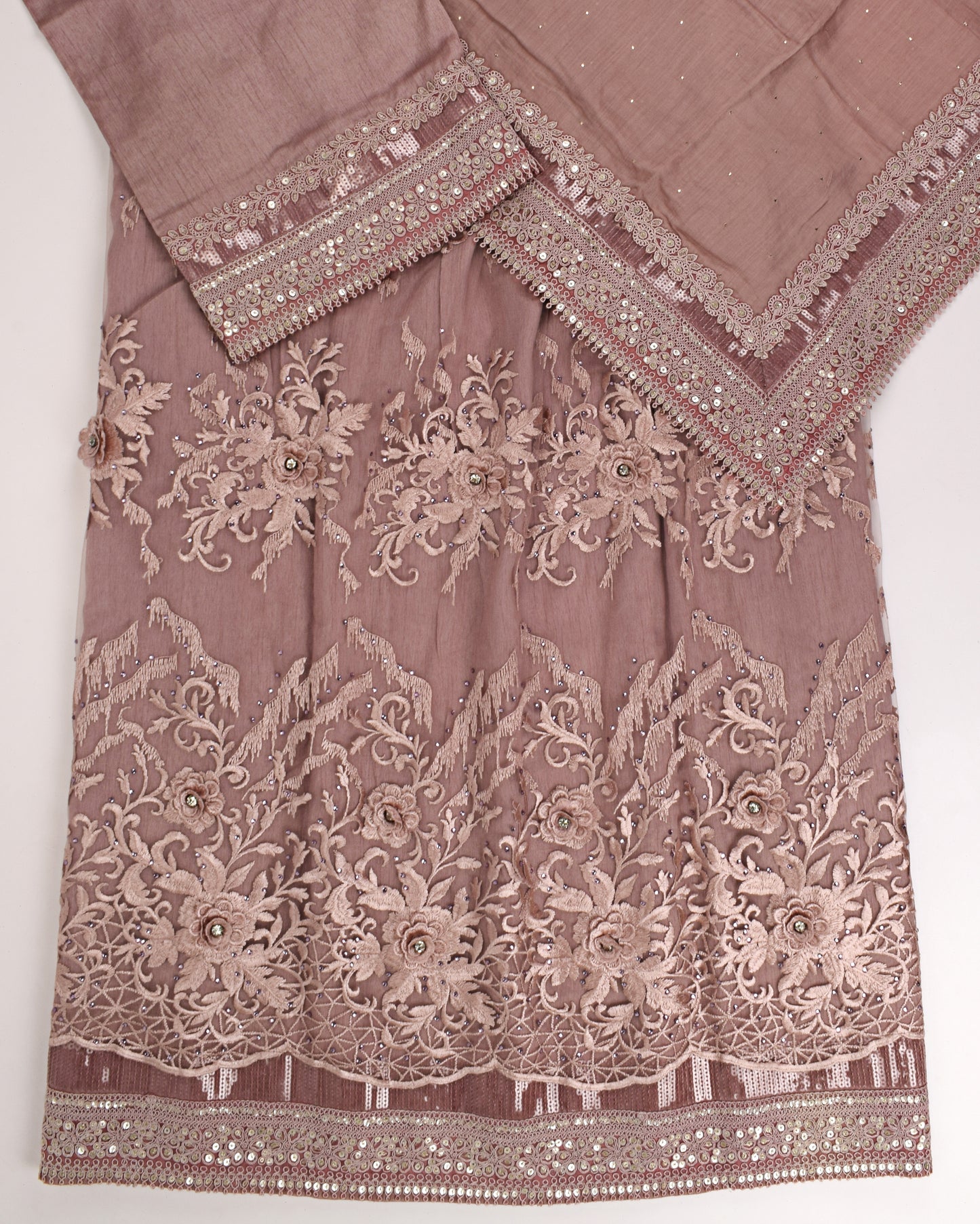 Rose Gold RCJ With Full Net Peice & All Over Stone Work
