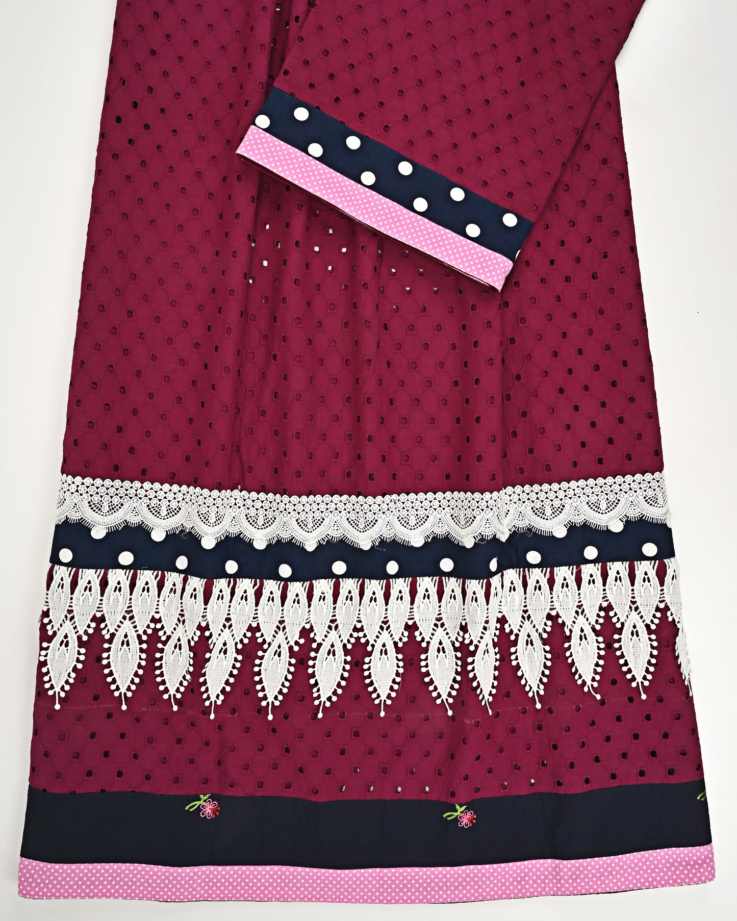 Dark Maroon Hakoba Rida With Smart Lace & Smart Look