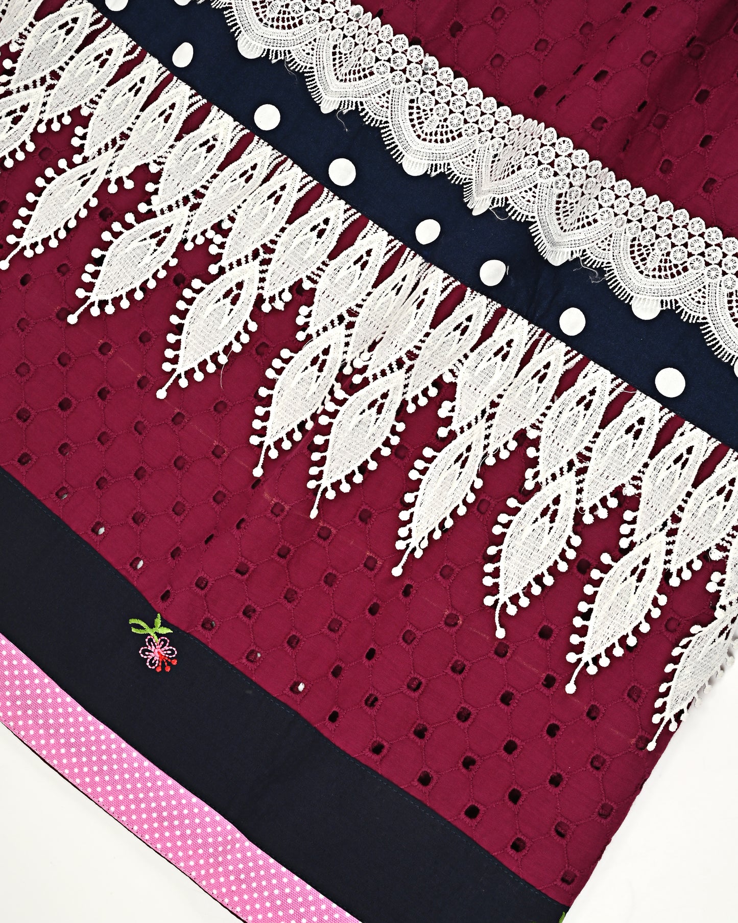 Dark Maroon Hakoba Rida With Smart Lace & Smart Look