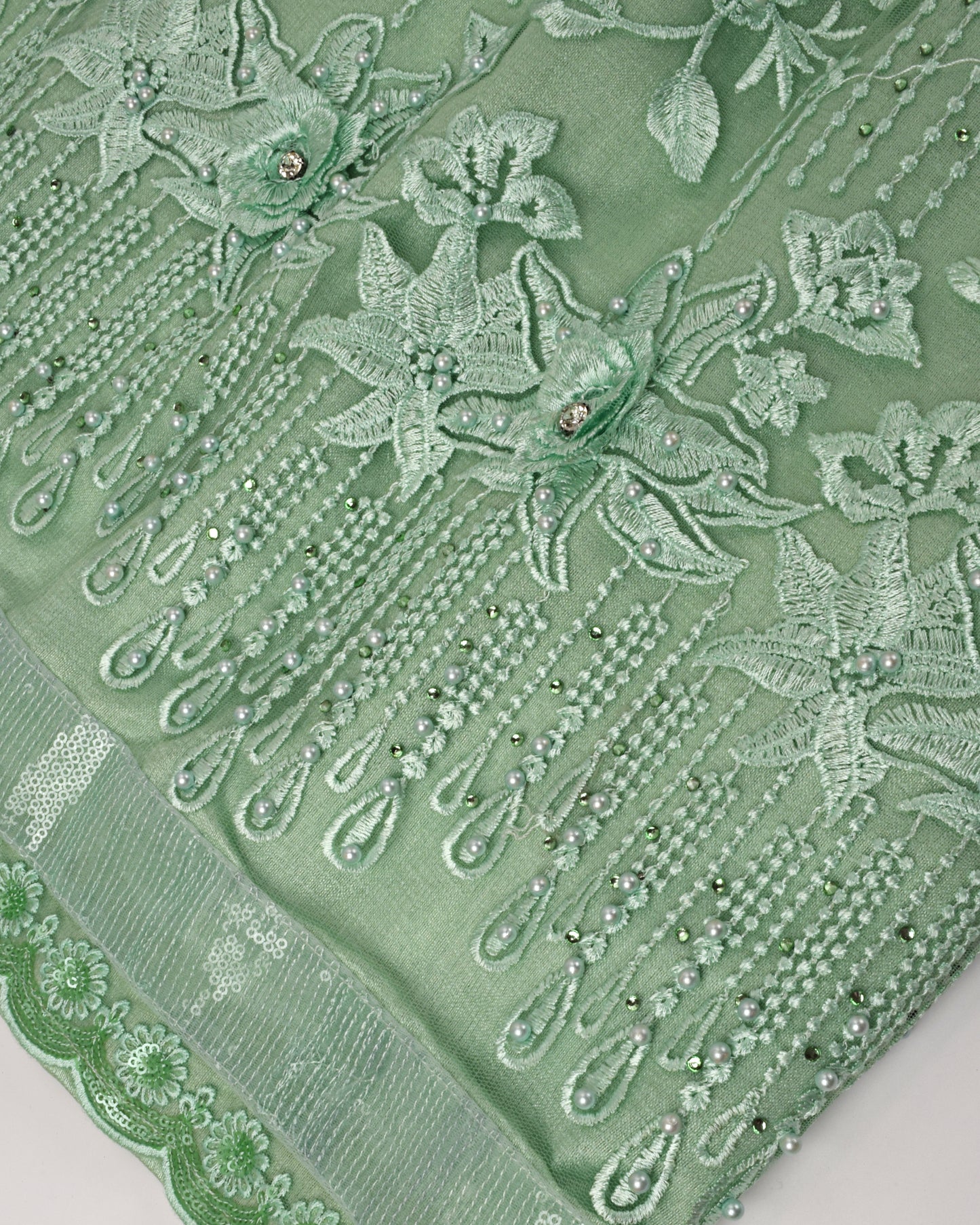 Pistachio Heavy Net Peice RCJ With Smart Work & Beautiful Dupatta