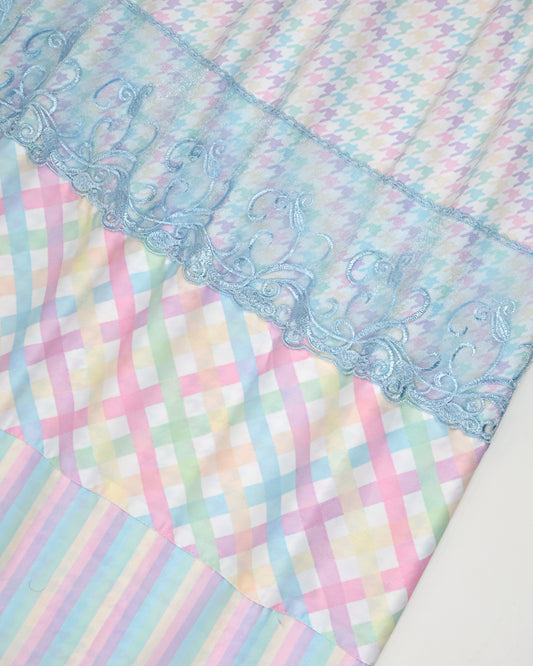 Multi Color Print Rida With Smart Multi Checks Stripes Panel & Smart Lace