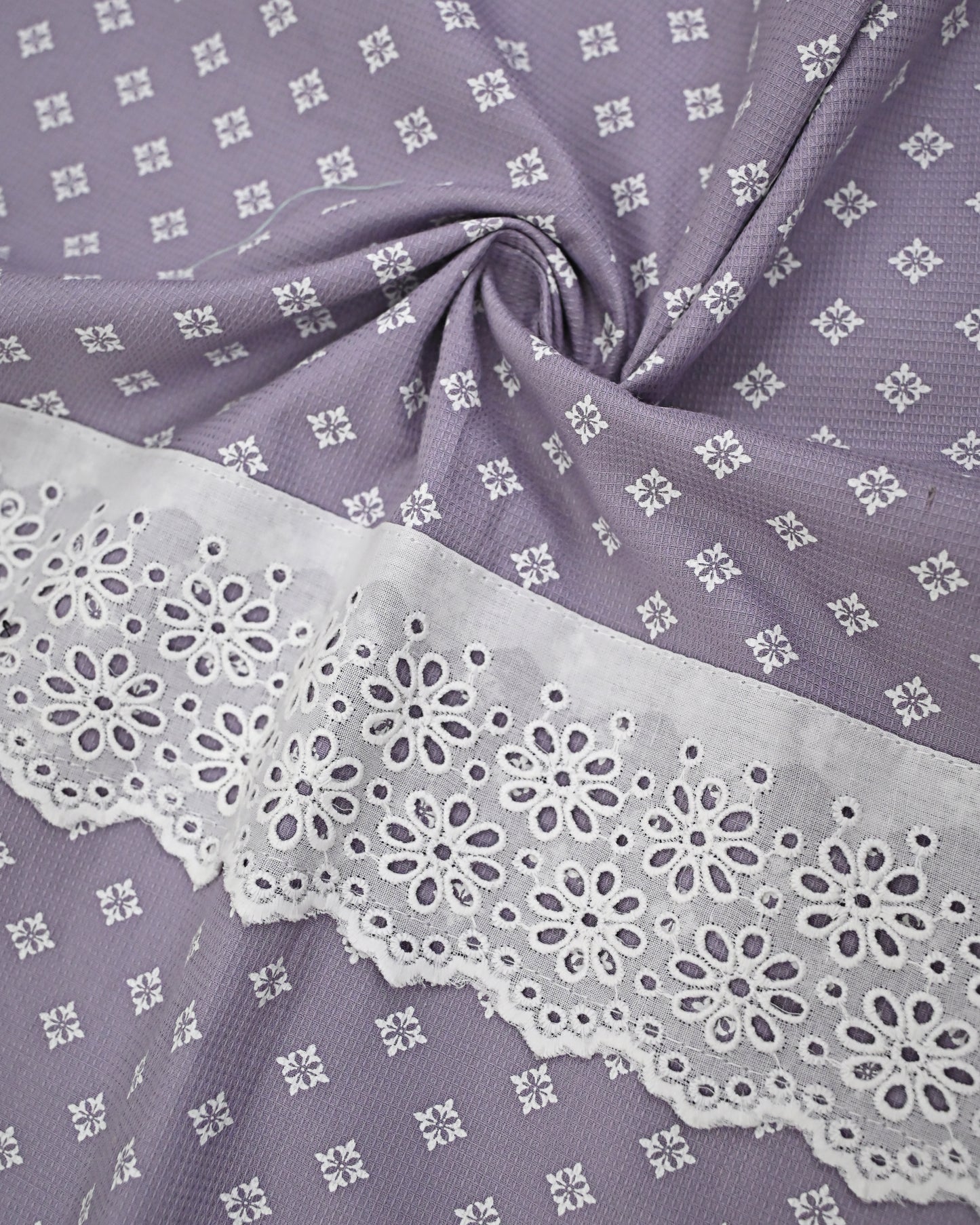 Mauve MIni Floral Print Rida With Smart Floral Mix Work & Smart Lace