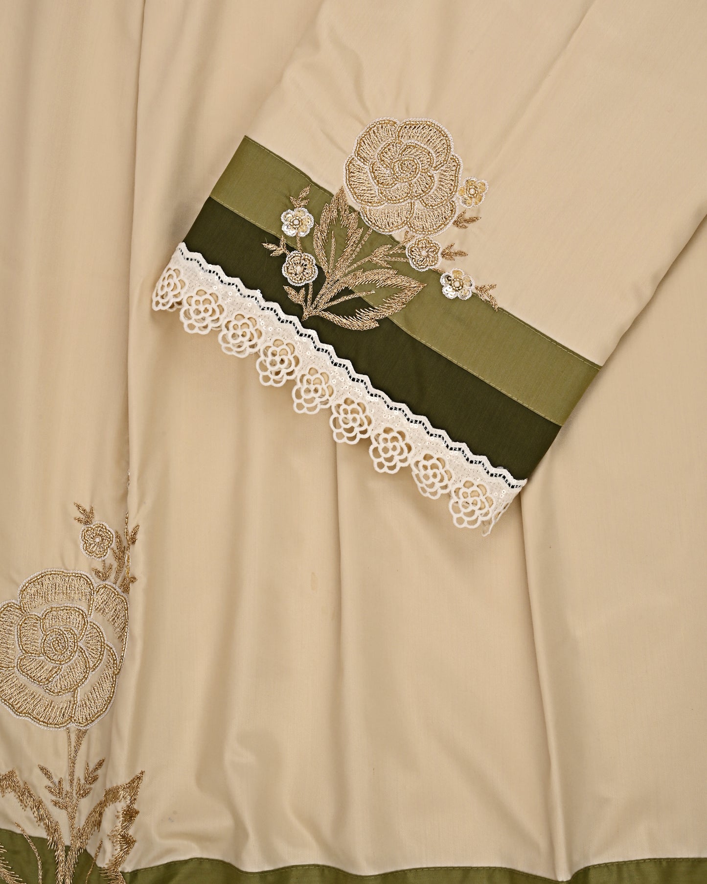 Beige Color With Smart Pattern Panel & Heavy Aari work