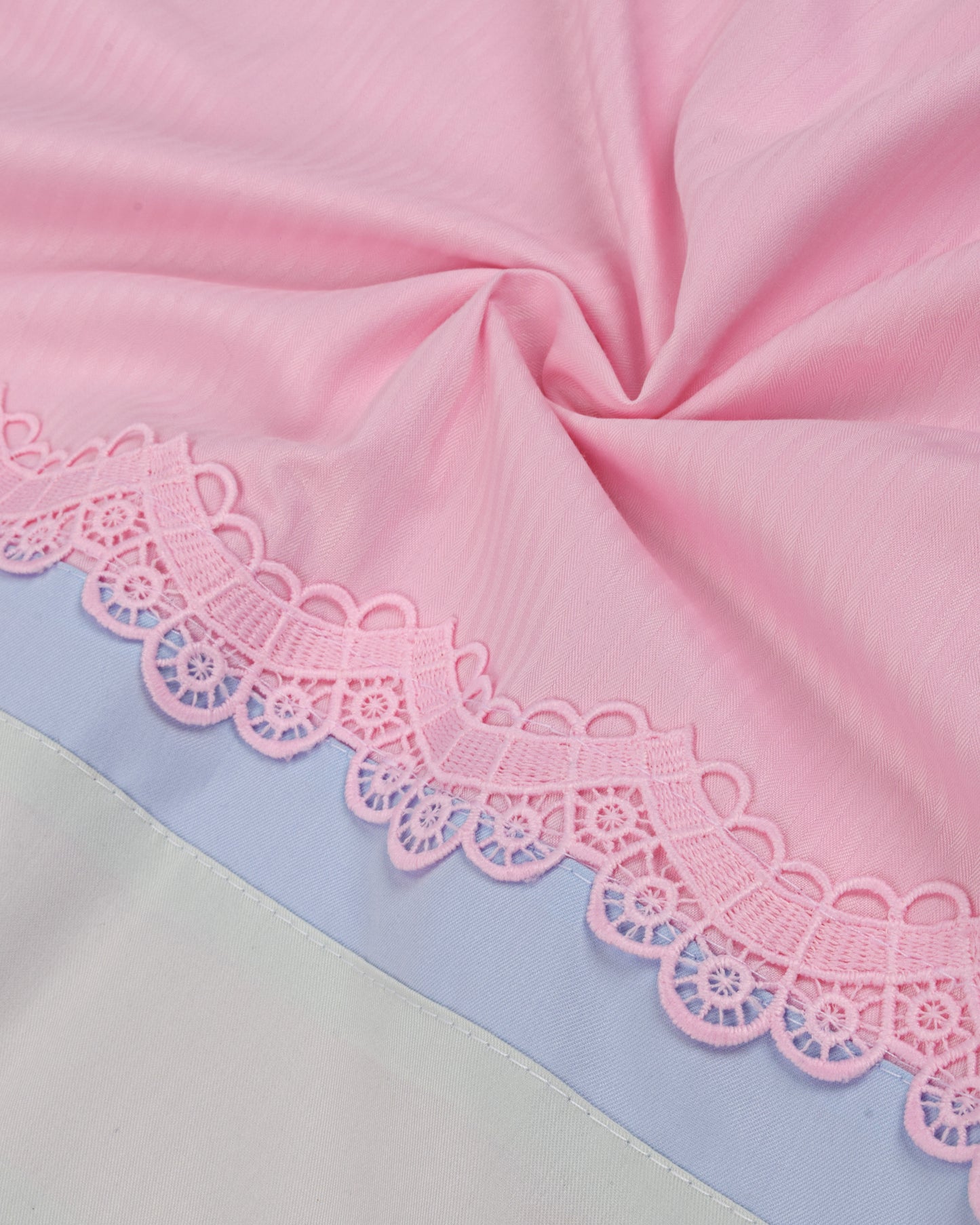 Baby Pink Rida With Smart Multi Color Pattern & Hakoba Lace