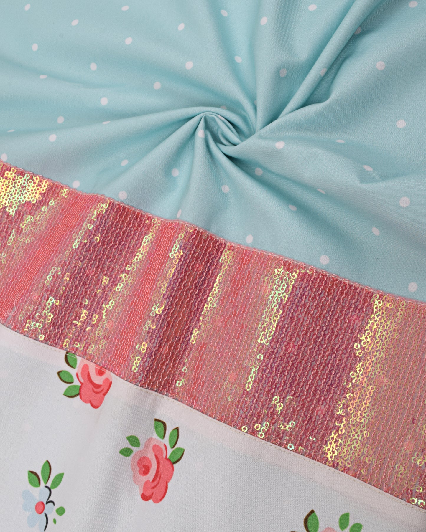 Light Blue Dots Rida With Smart Printed Panel & Smart Lace