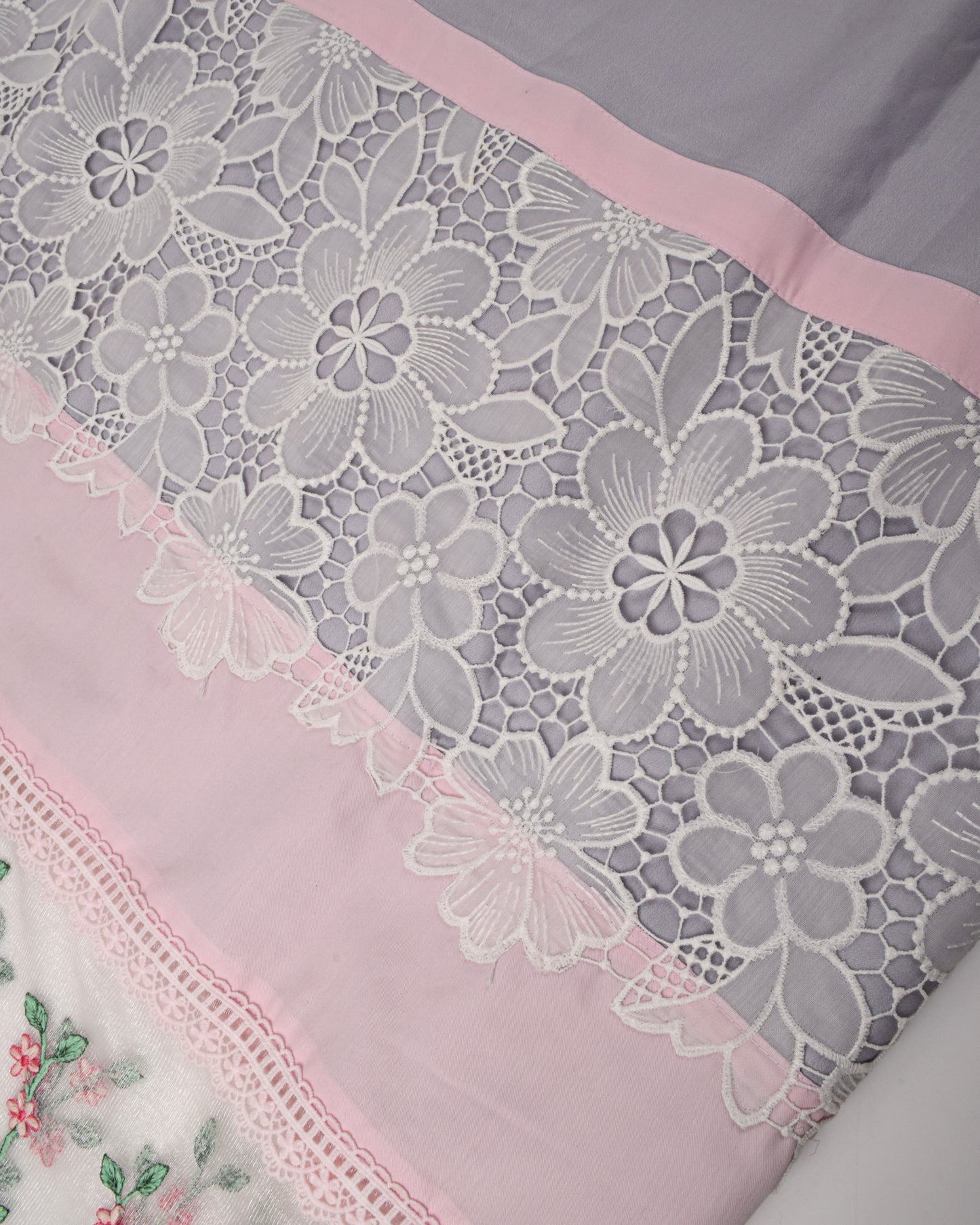 Light Grey With Smart Lace & Smart Embroidery Work On Net Lace