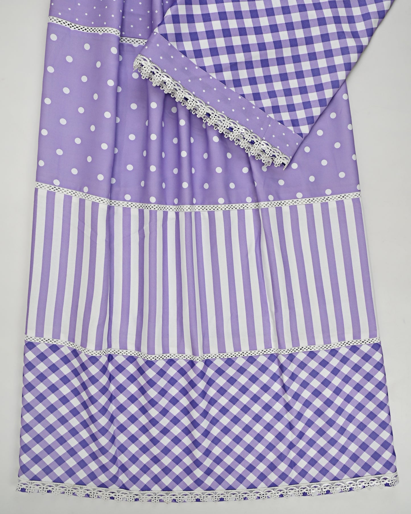 Purple Rida With Smart Checks Dots & Stripes Panel & Pattern