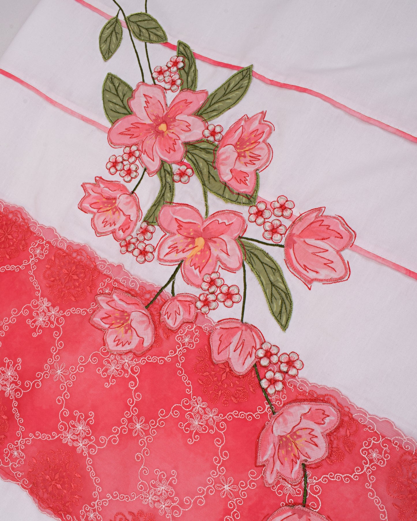 Off White With Applique Embroidery With Piping Pattern