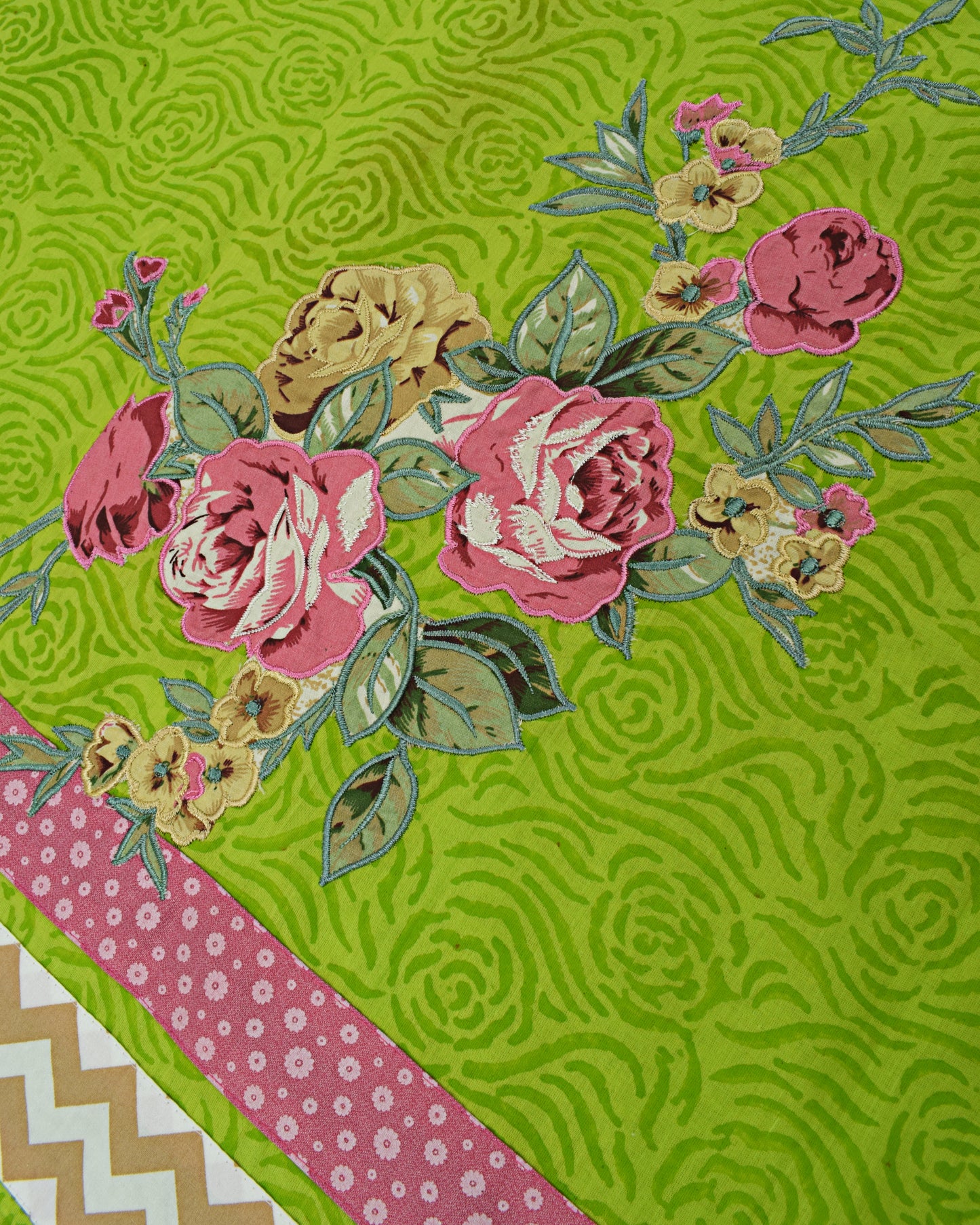 Green Batik Jodi With Machine Embroidery/Printed Dupatta