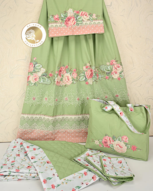 Light Olive Green Rida With Smart Floral Applique & Smart Lacing