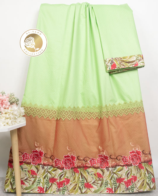 Light Green Rida With Smart Floral Lace & Floral Panel