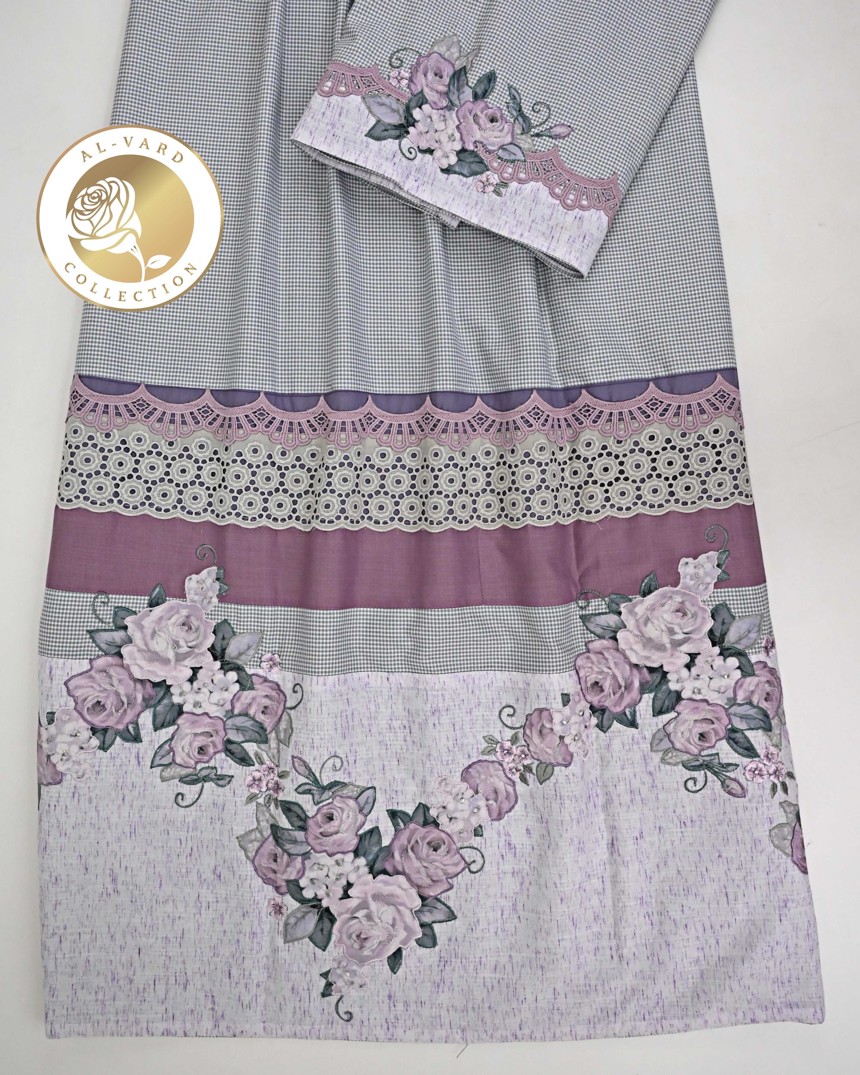 Grey Checks With Smart Lacing Smart Panel & Floral Applique Work-4150/-