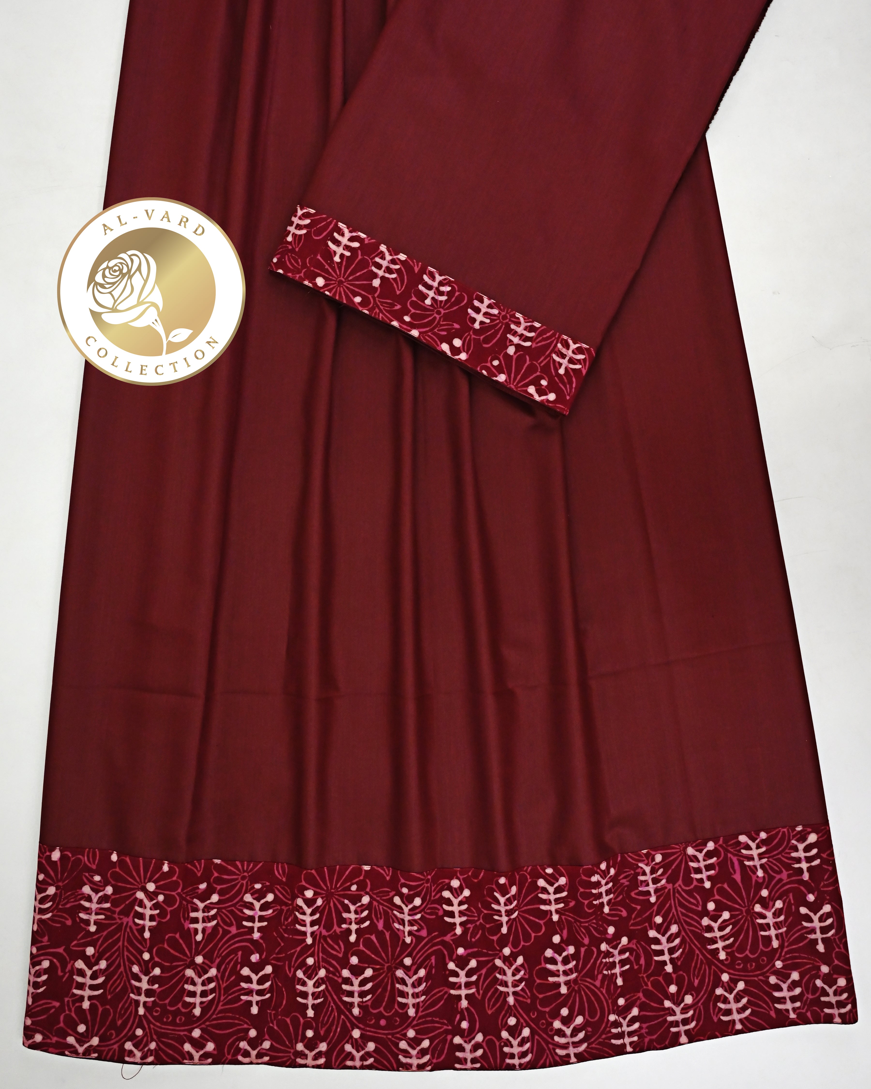 Dark Maroon Ohbat Rida With Smart Batik Design Panel-850/-