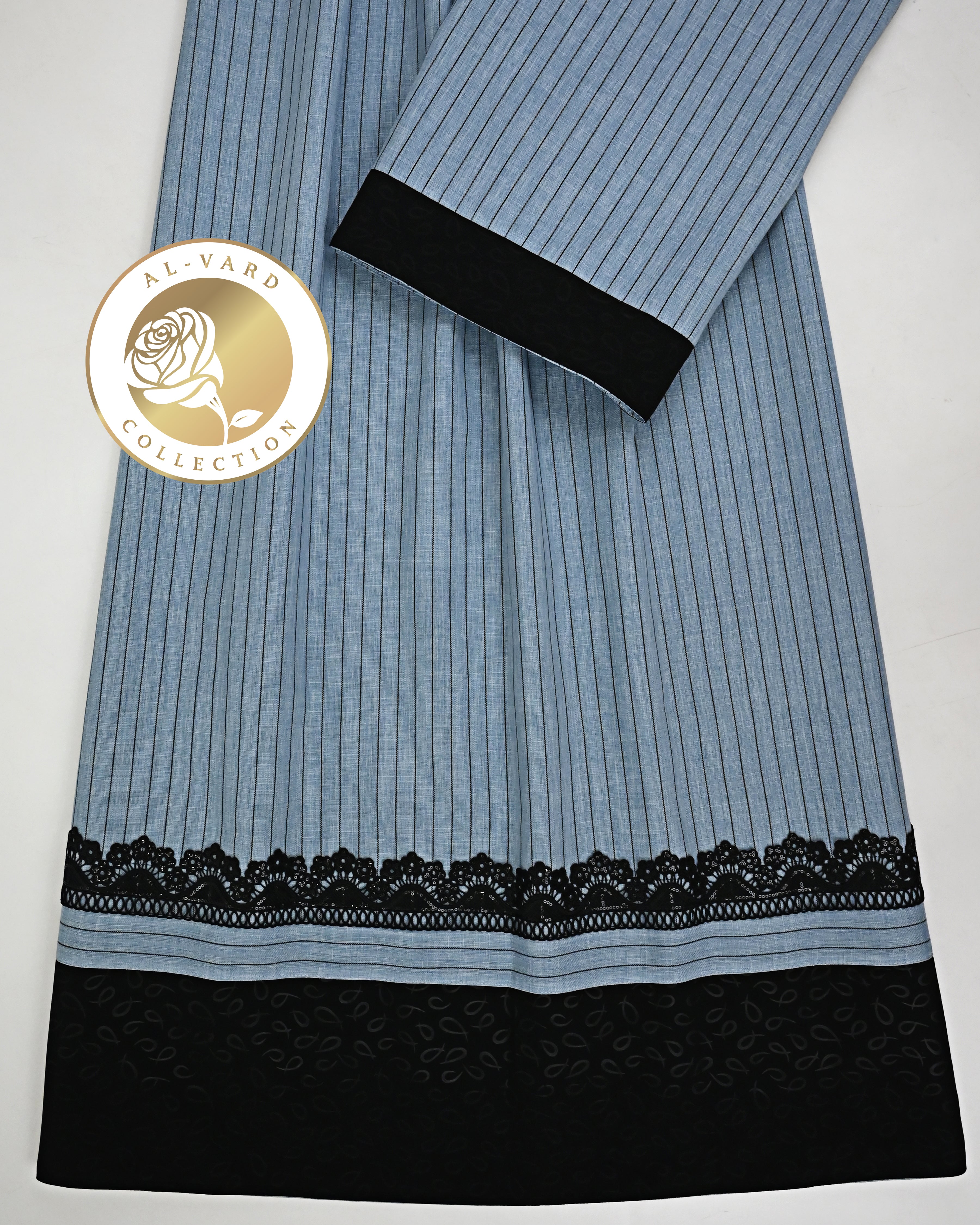 Denim Blue Black Lining Rida With Smart Black Self Print Panel & Black Lacing-1150/-