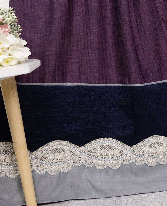 Dark Voilet Rida With Dark Panel Pipin & Smart Lace