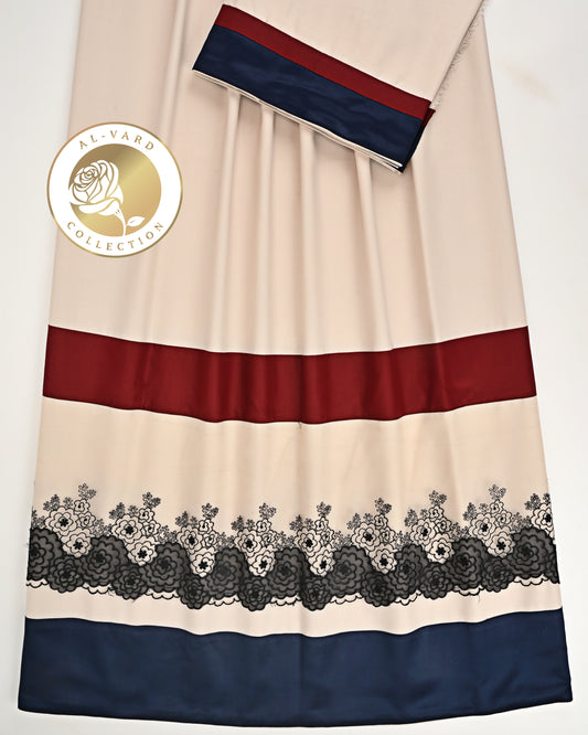 Beige Rida With Smart Dark Panel & Smart Dark Floral Lace