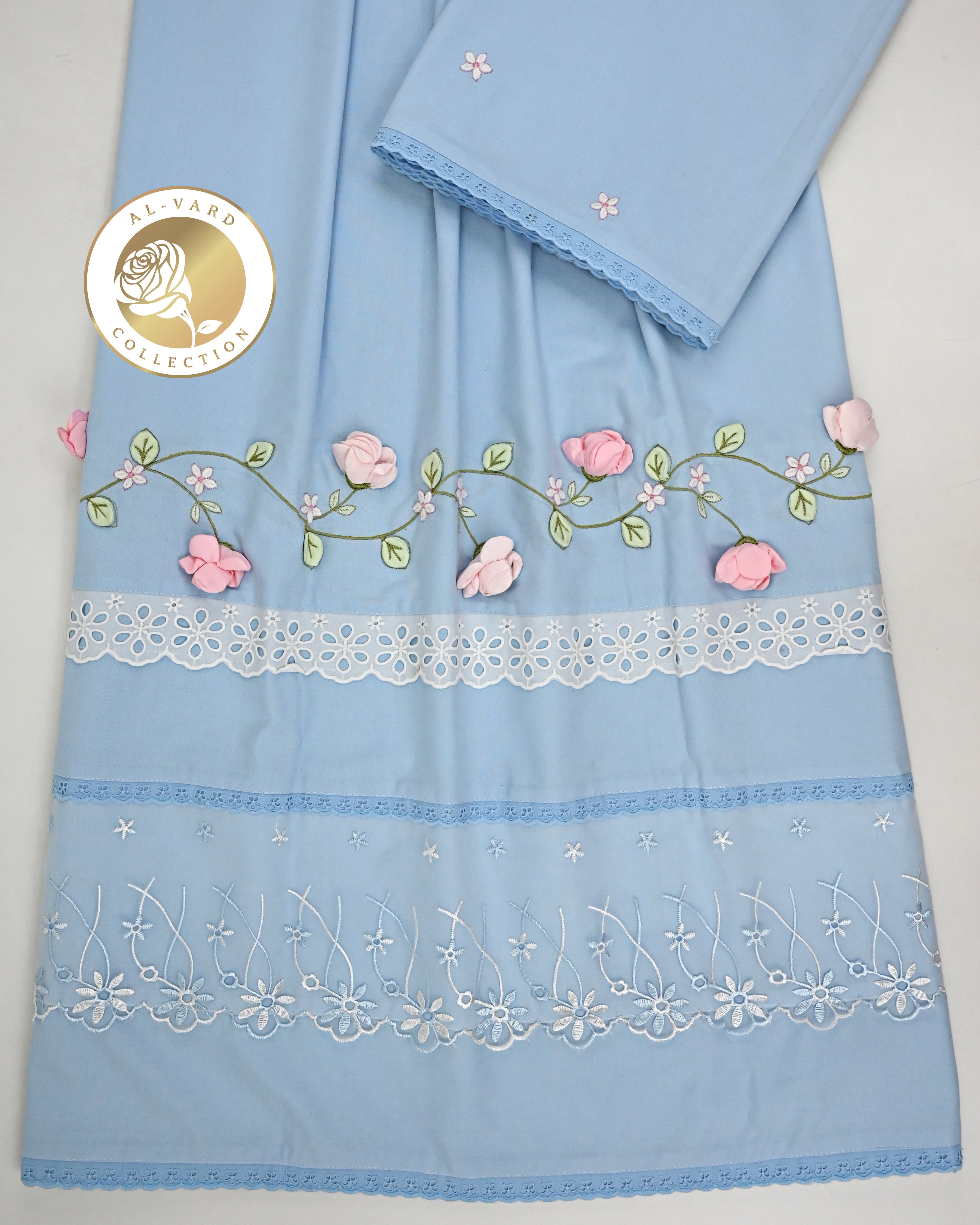 Light Blue Rida With Smart Lacing & Smart 3D Floral Work & Embroidery