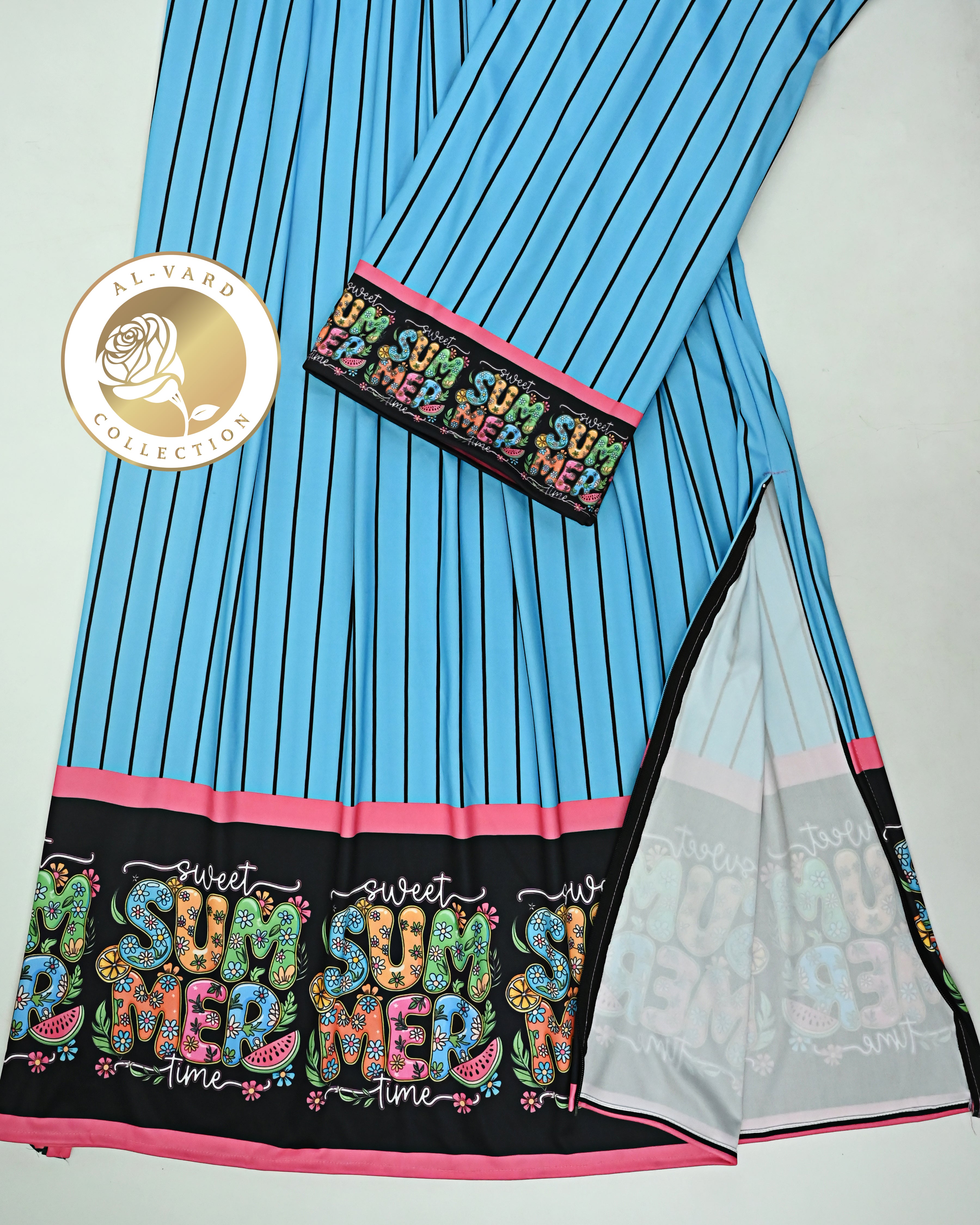 Sky Blue Base Black Lining Swim Wear Rida With Printed On Black Base Sweet Summer Time