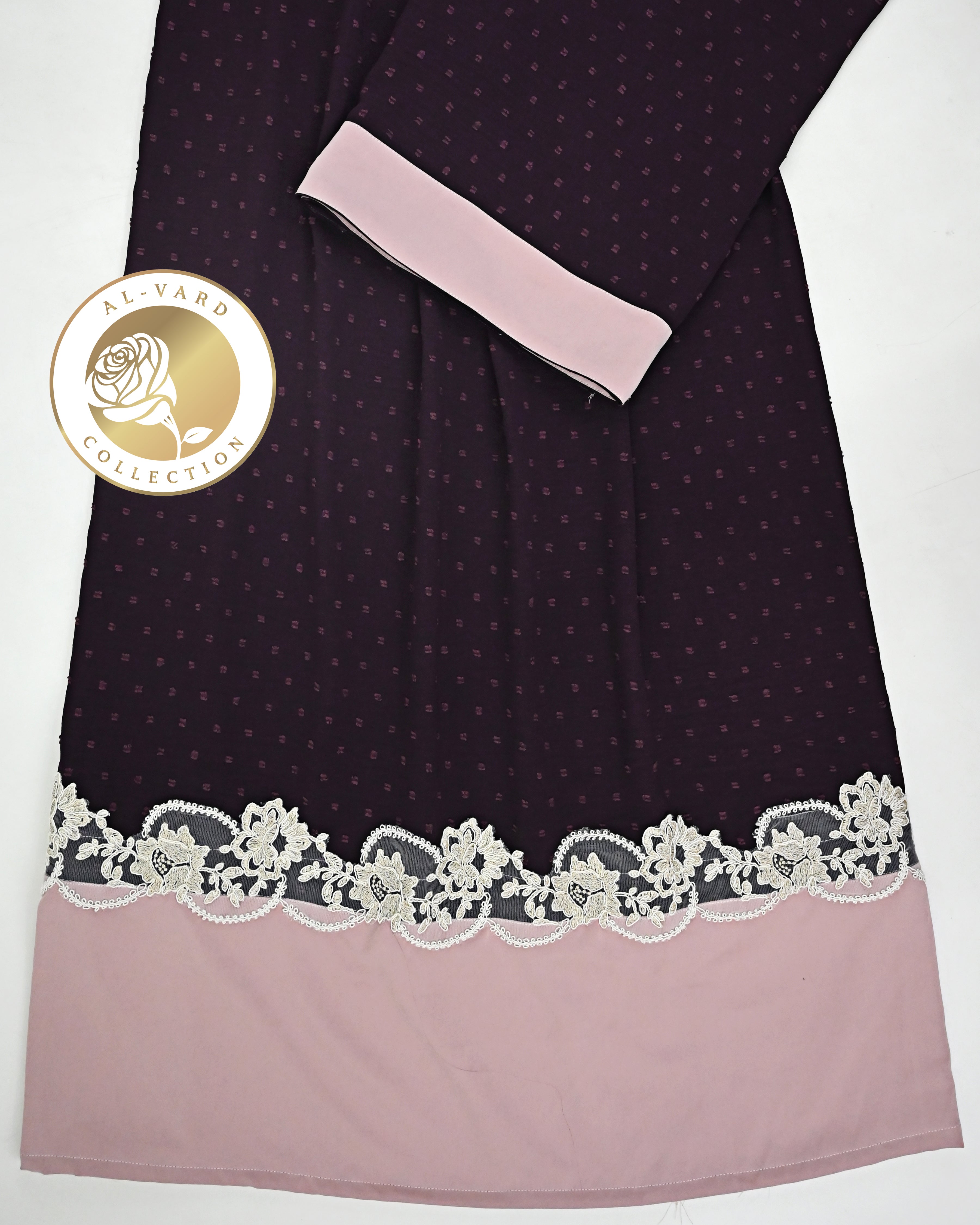 Deep Plum Rida With Smart Floral Lace & Smart Light Pink Panel