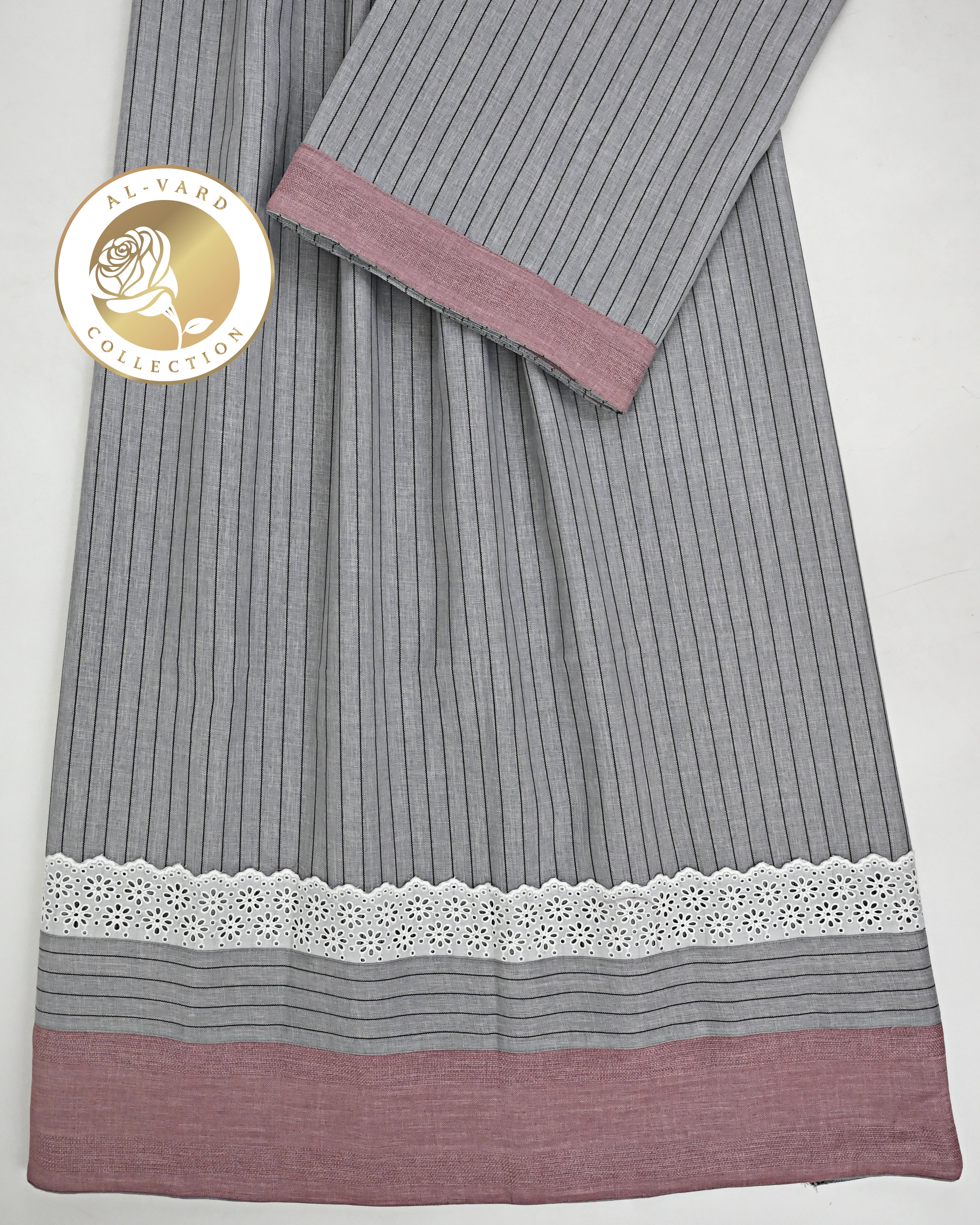Heather Grey Black Stripes Rida With Smart Lace & Rose Gold Panel