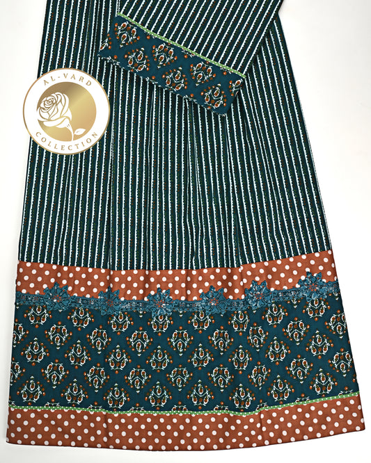 Dark Teal Batik Rida With Smart Batik Panel & Smart Lace