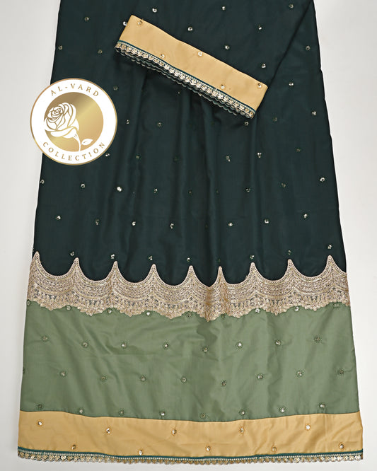 Dark Green Based Booties Rida With Golden Lace & Smart Panel