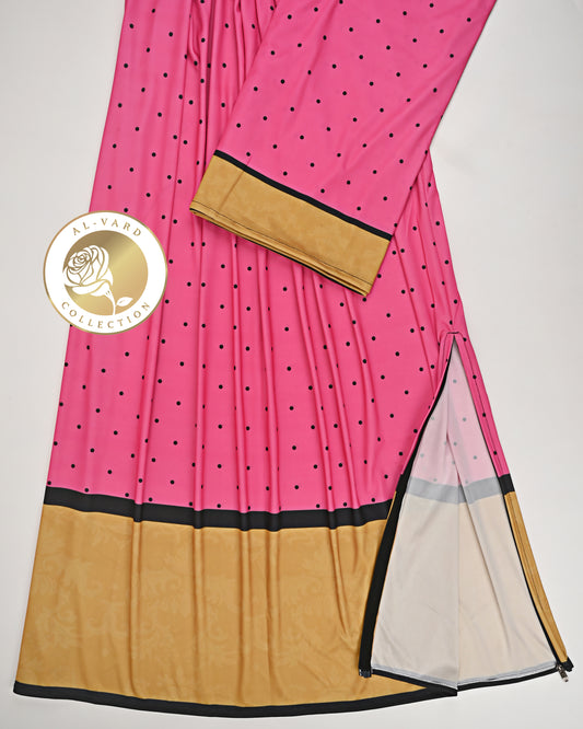 Fushia Pink Black Dots Swim Rida With Orange Panel