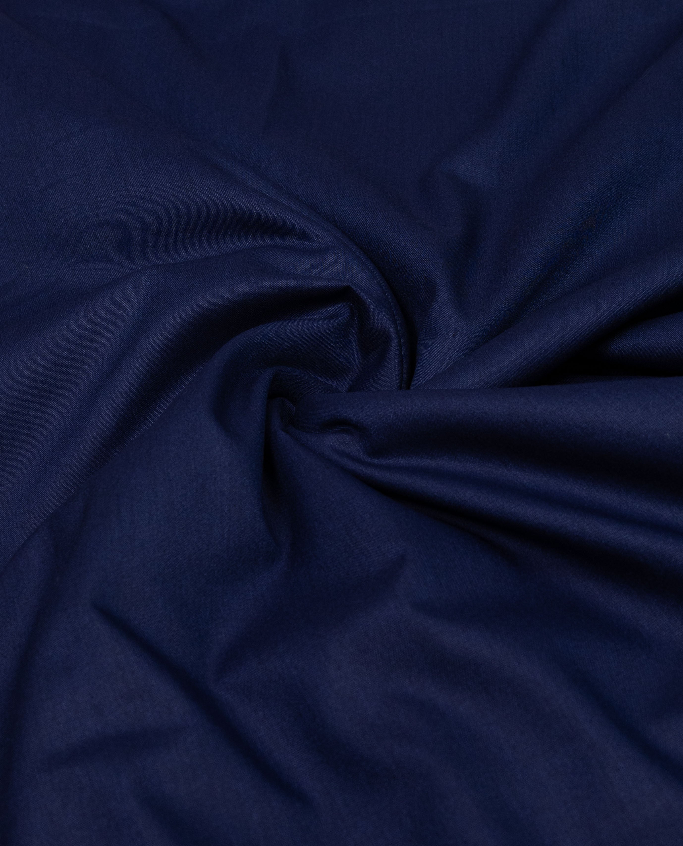 Dark Blue Rida With Floral Printed Panel & Pipin