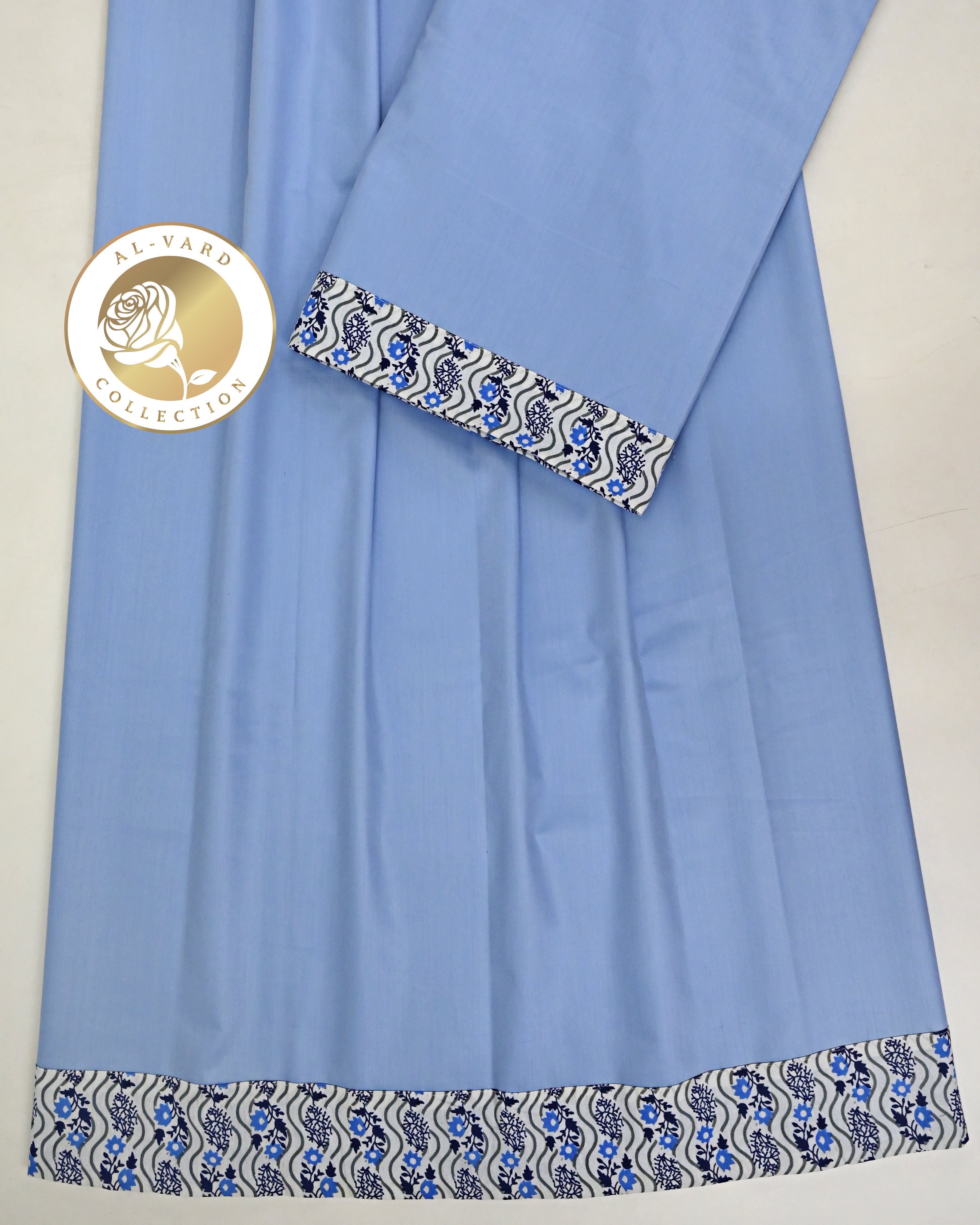 Periwinkle Ohbat Rida With Smart Floral Panel-850/-