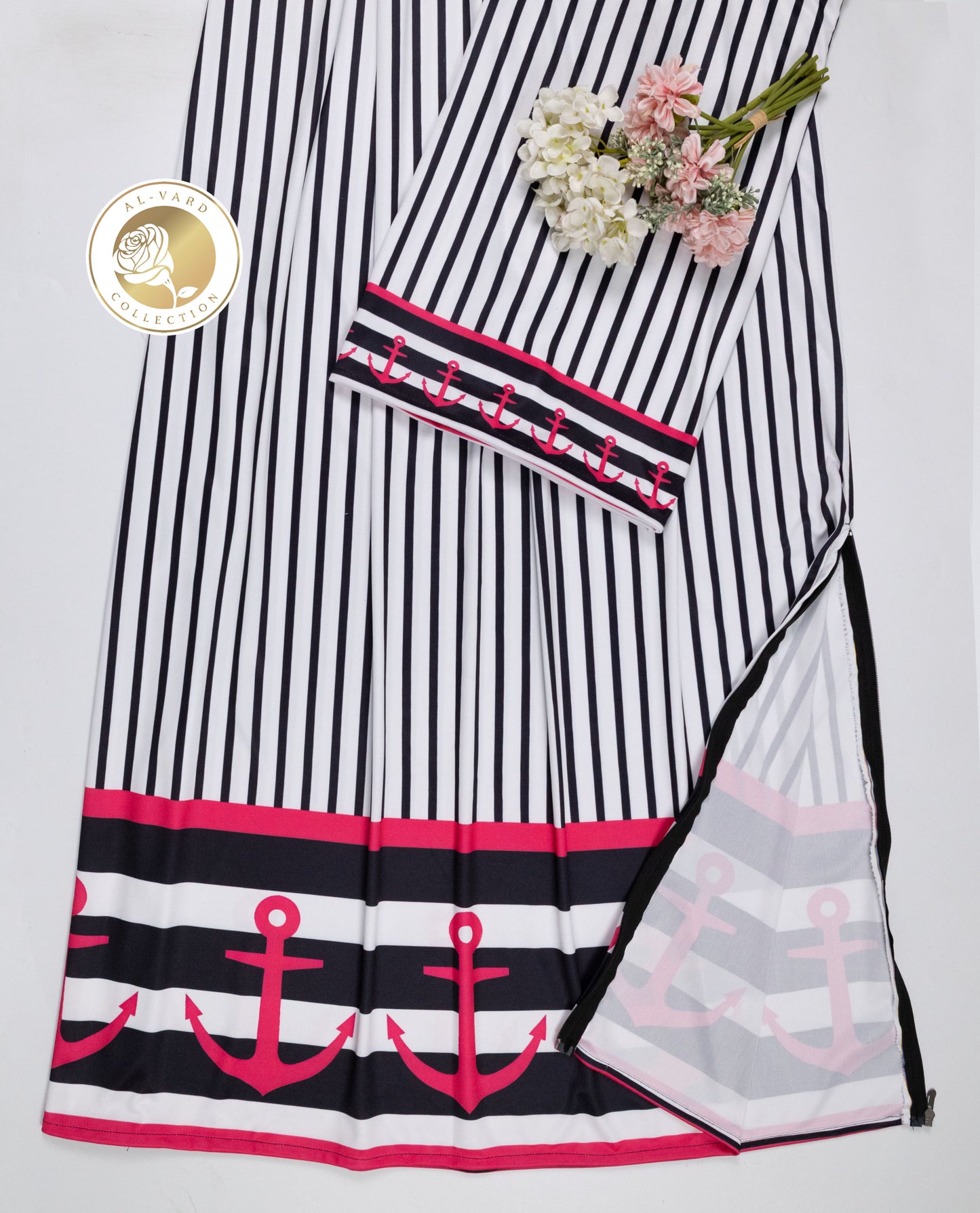 Zebra Print Swim Wear With Hot Pink Anchor Print