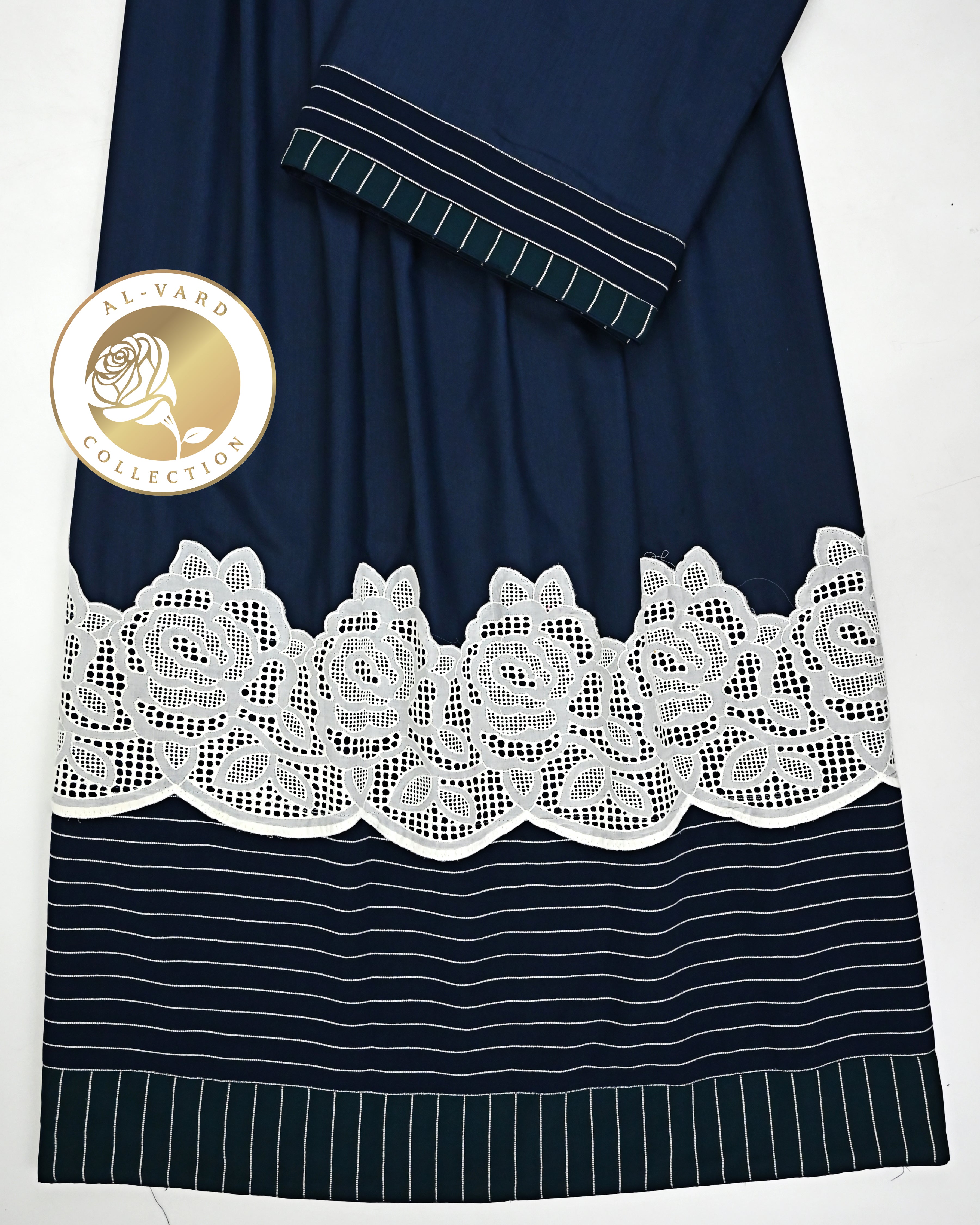 Navy Blue Rida With Smart Floral Lace & Smart Linng Panel