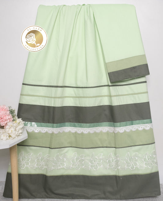 Pistachio Rida With Sequence Lace & Color Block Pattern