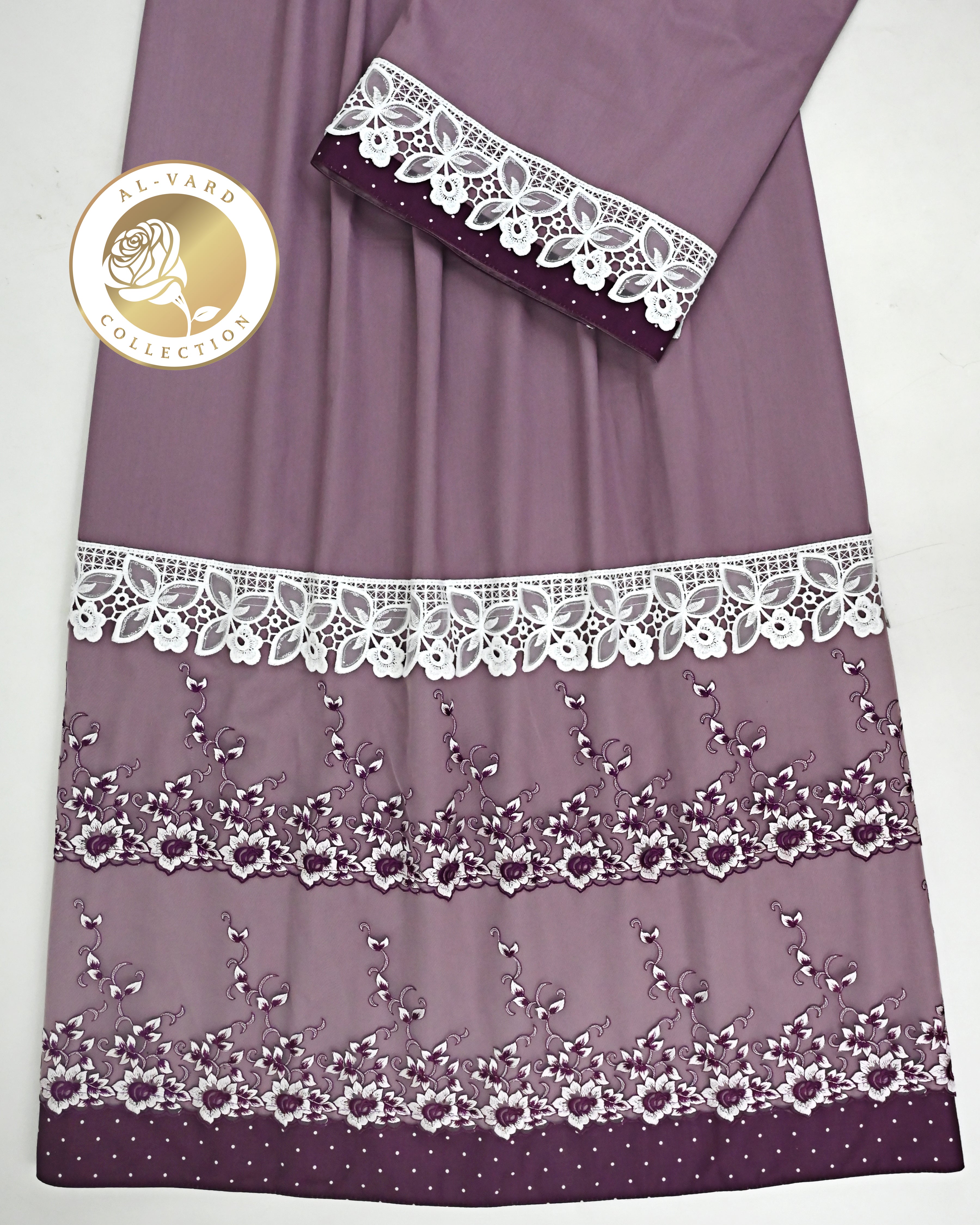 Dusty Mauve Rida With Smart Floral Dark Lacing & White Lace