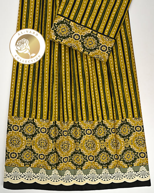 Mustard Yellow Batik Rida With Smart Batik Panel & Smart Lace