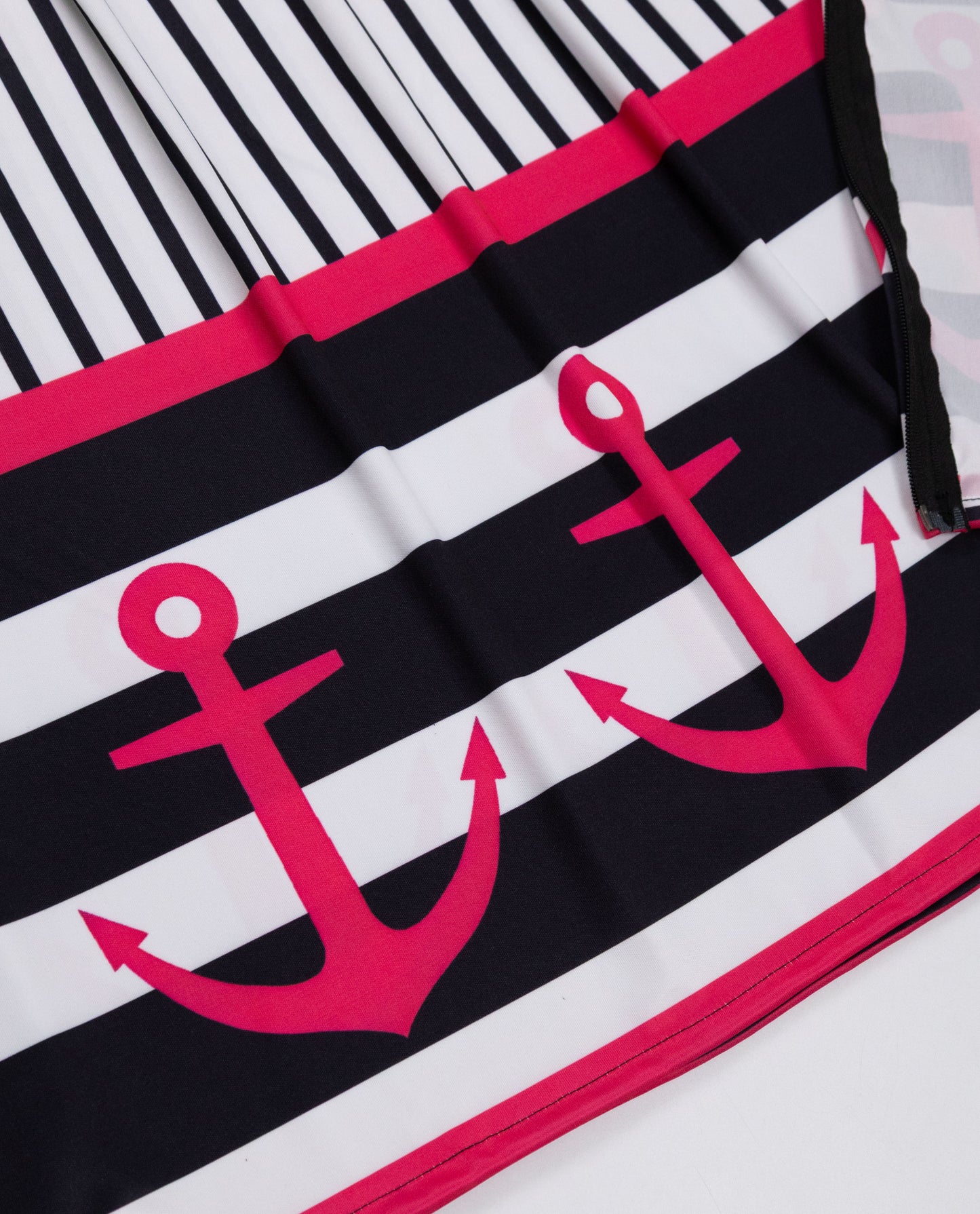 Zebra Print Swim Wear With Hot Pink Anchor Print