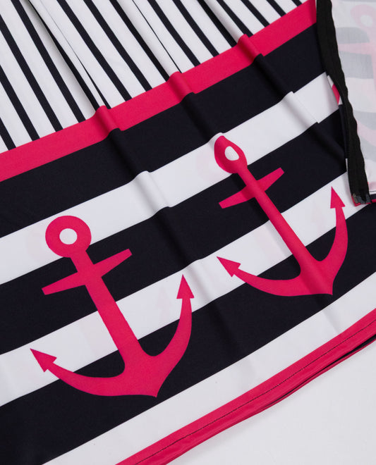 Zebra Print Swim Wear With Hot Pink Anchor Print