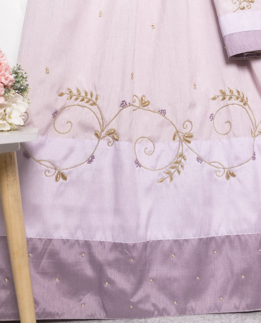 Rose Gold Rida With Beautiful Border Work & Smart Panel