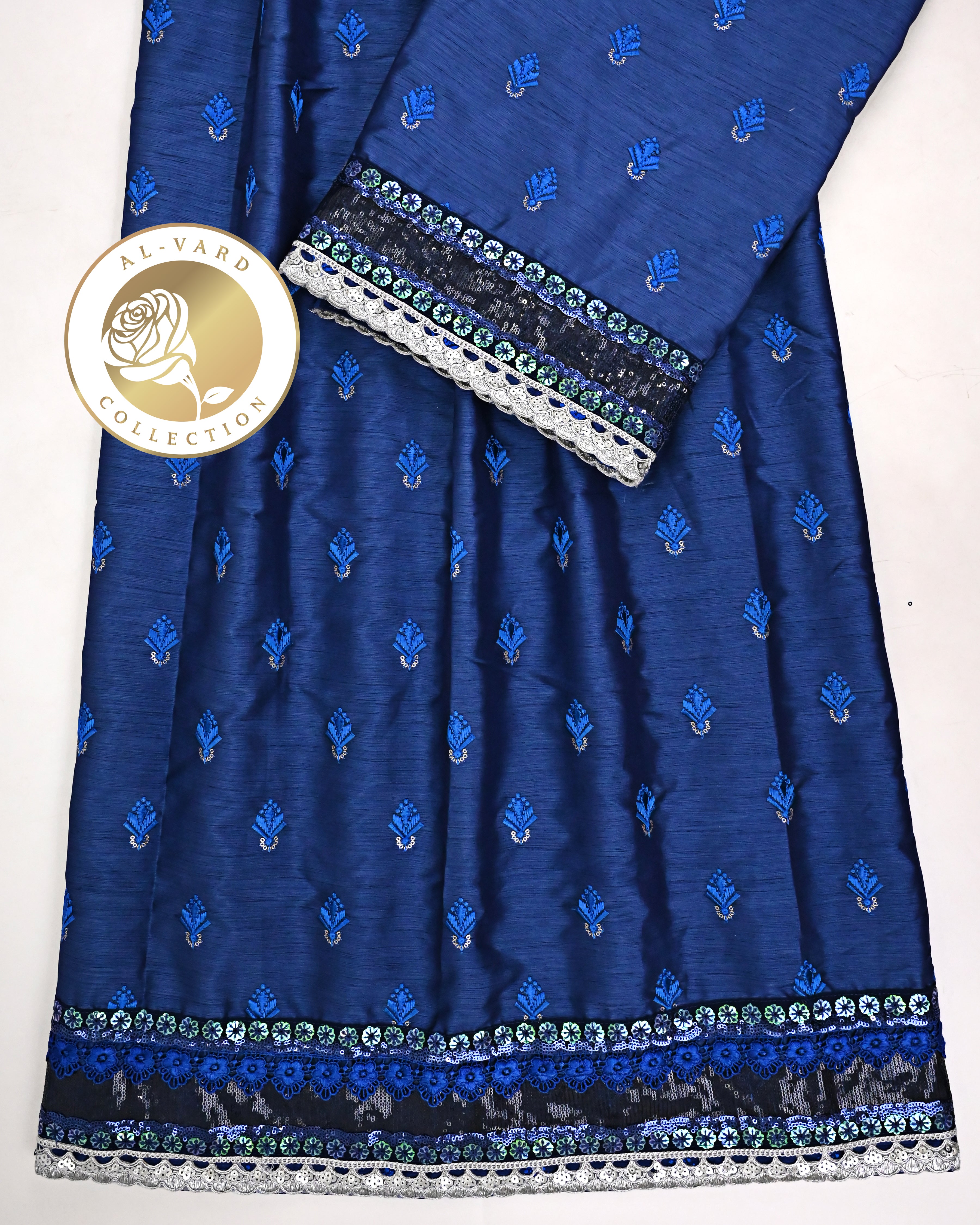Navy Blue Rida With Smart Dark Lace & All Over Booties-1650/-