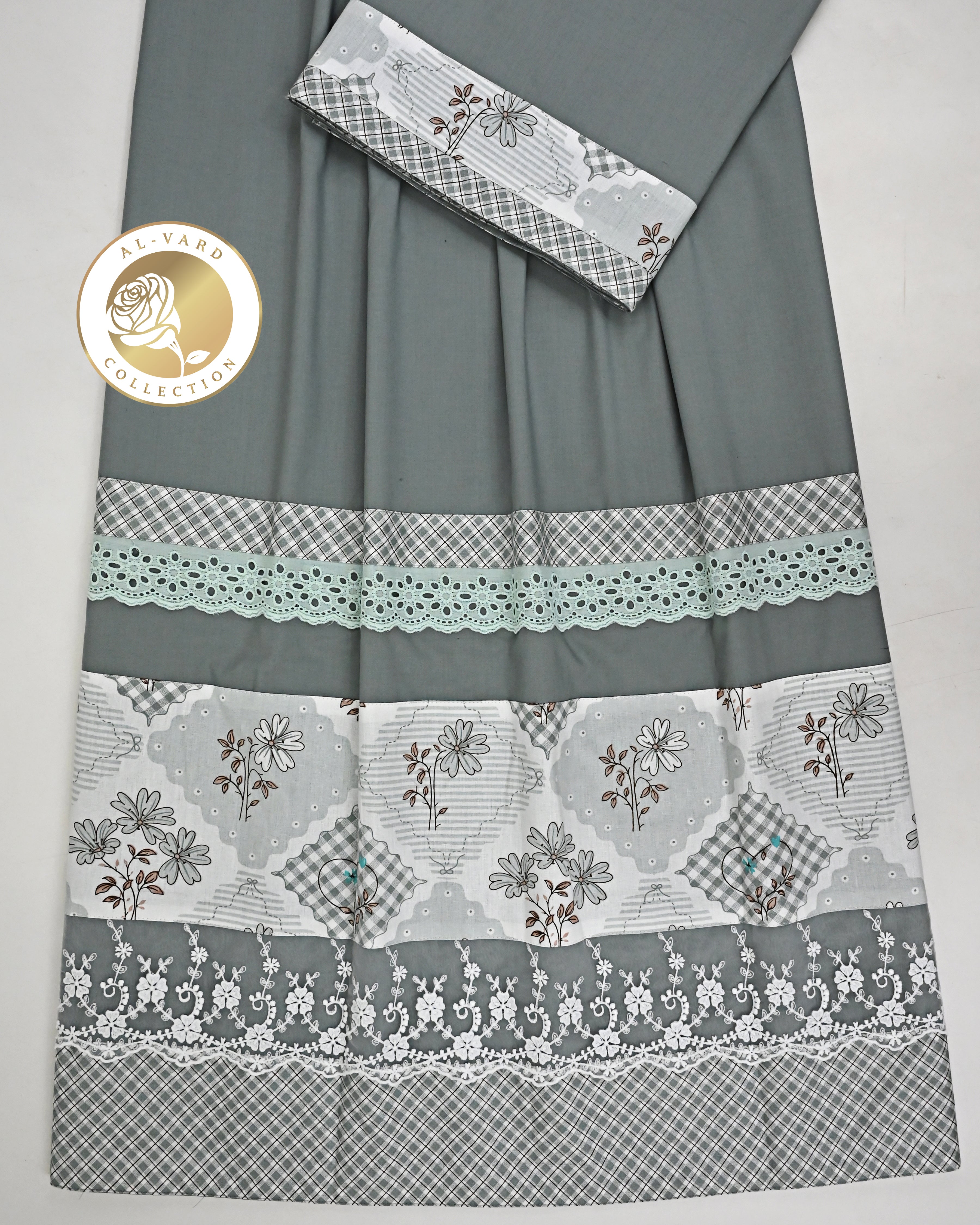 Slate Grey Rida Smart Cheks Floral Print Panel & Smart Lacing